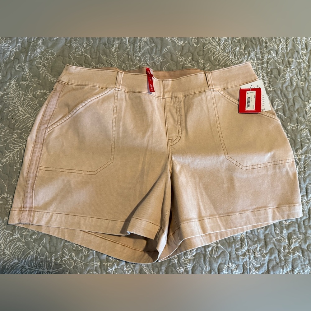 NWT SPANX Women's Pale Pink Stretch Twill Shorts Sz XL